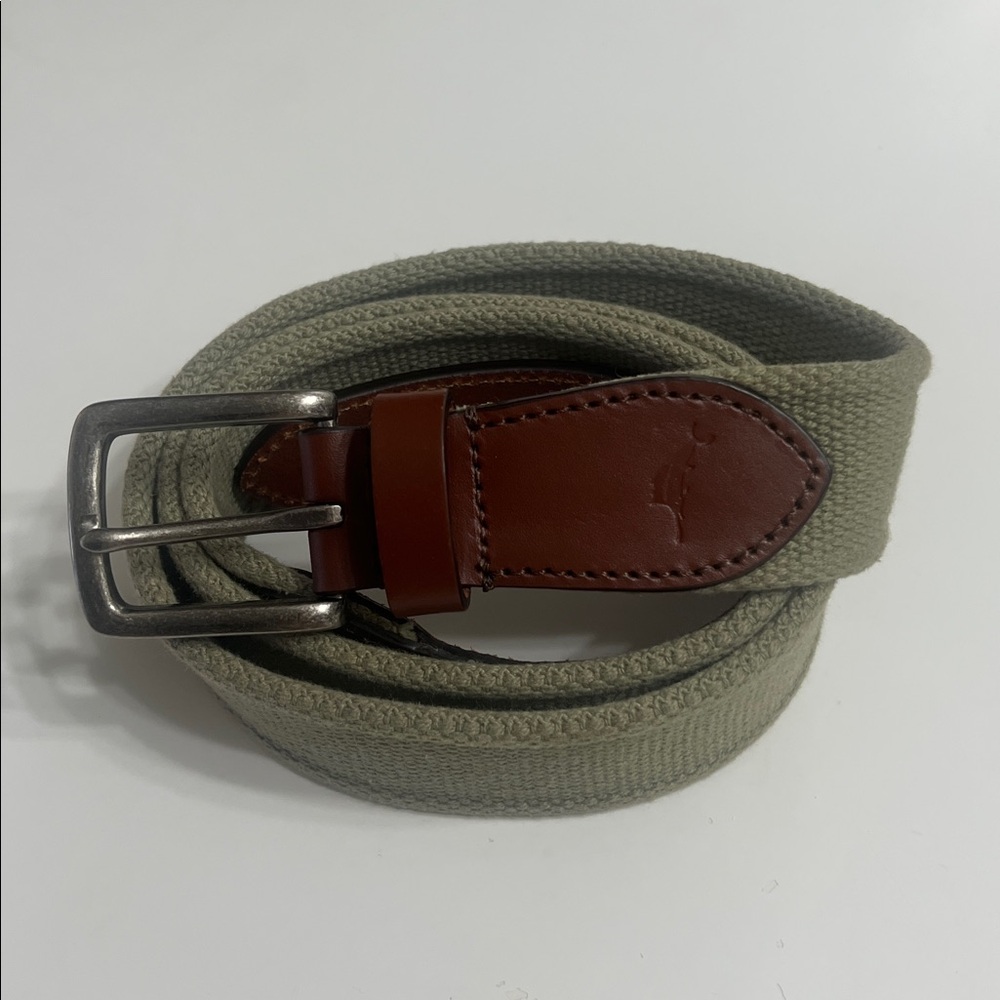 Tommy Bahama Olive and Brown Leather Belt